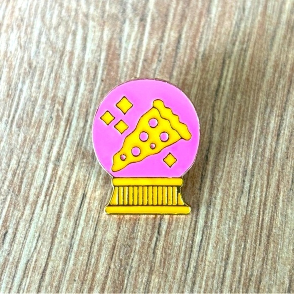 Pizza Crystal Ball High Quality Unisex Enamel Pin, NWT